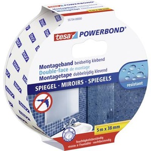 Tesa, tesa 55734 55734 Montageband tesa® POWERBOND (L x B) 5 m x 38 mm 1 Rolle(n), Tesa Montageband Spiegel, 38mm x 5m, 55734-00000