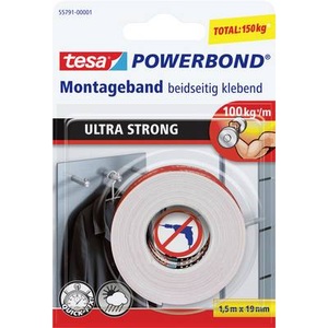 Tesa, tesa 55791-01 55791-01 Montageband tesa® POWERBOND (L x B) 1.5 m x 19 mm 1.5 m, Tesa Powerbond, 1.5m x 19mm, Montageband, ultra strong, 55791-00001