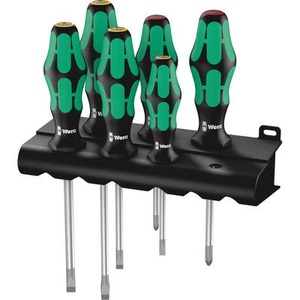 Wera, Werkstatt Schraubendreher-Set 6teilig Wera 334/6 Schlitz, Kreuzschlitz Phillips, Wera Schraubendreher »Kraftform 334/6 Rack«