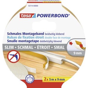 Tesa, tesa 55714-00-00 Montageband tesa® POWERBOND (L x B) 5 m x 9 mm 2 Rolle(n), tesa SLIM 55714-00000-00 Montageband tesa® Powerbond Weiß (L x B) 5 m x 9 mm 2 St.