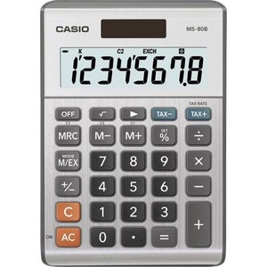 Casio, Casio MS-80B Tischrechner Silber-Grau Display (Stellen): 8 solarbetrieben, batteriebetrieben (B x H x T) 103 x 29 x 147, Casio Tischrechner MS-80B 8-stelliges Display Silber