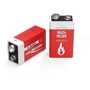 Ansmann, Lithium 9V Block Rauchmelderbatterie, Ansmann Lithium Batterie 9-V-Block für Rauchmelder