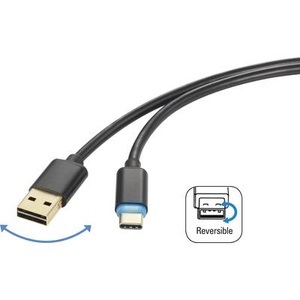Renkforce, renkforce USB-C™ 2.0 Schnellladekabel 1,5 m, Renkforce USB-Kabel USB 2.0 USB-A Stecker, USB-C® Stecker 1.50 m Schwarz beidseitig verwendbarer Stecker RF-4758090