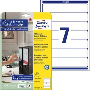 Avery Zweckform, Avery-Zweckform Ordner-Etiketten L4760REV-10 38 x 192 mm Papier Weiß Wiederablösbar 70 St., Avery-Zweckform Ordner-Etiketten L4760REV-10 38 x 192 mm Papier Weiß Wiederablösbar 70 St.
