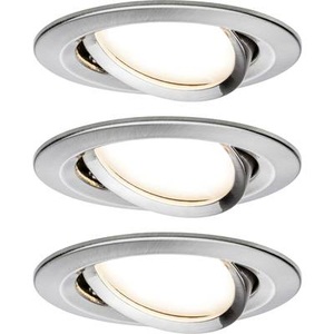 Paulmann, Paulmann 3er Slim Coin, schwenkbar, dimmbar, Eisen, Paulmann 93878 Coin Slim LED-Einbauleuchte 3er Set LED LED fest eingebaut 18 W Eisen (gebürstet)