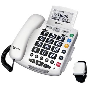 GEEMARC, Geemarc Pack SERENTIES Schnurgebundenes Seniorentelefon Fallband-Sensor Beleuchtetes Display Weiß, Geemarc Pack SERENTIES Schnurgebundenes Seniorentelefon Fallband-Sensor Beleuchtetes Display Weiß