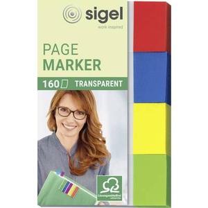 Sigel, Sigel Haftmarker HN670 4 Block/Pack. Blau, Gelb, Grün, Rot, Sigel Haftnotizen, Transparent, 20mm x 50mm, 4-farbig assortiert, HN670, (4 x 40 Streifen)