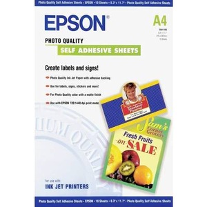 Epson, Epson Plotterfotopapier C13S041106 Weiß 1 x Fotopapier 210 mm x 297 mm, Epson Self Adhesive Foto Papier, A4, 167g, C13S041106, (10 Blatt)