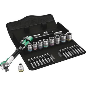 Wera, Wera 8100 SB 9 Zyklop Steckschlüsselsatz zöllig 29teilig 05004049001, 8100 SB 9 Zyklop Speed-Knarrensatz, zöllig, 3/8