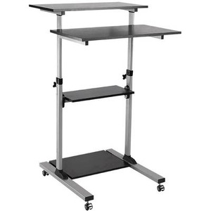 Logilink, LogiLink Sitz-/Steh-Schreibtisch BP0070 Silber BP0070 Farbe der Tischplatte: Schwarz höhenverstellbar, mit Rollen,
