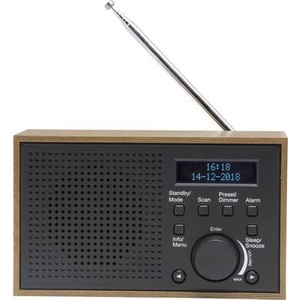 DENVER®, Retroradio mit Weckfunktion in Holzoptik, dunkelgrau DAB-46, 