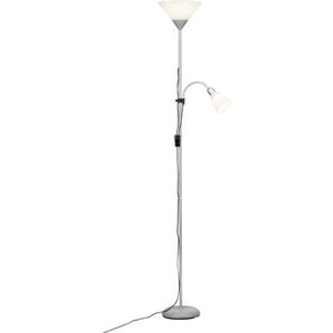 Brilliant, Spari - LED-Stehleuchte mit Leselampe, Brilliant Deckenfluter »Spari«, 1 flammig, Leuchtmittel E27 LED wechselbar, LED Stehlampe Lesearm silber/weiss