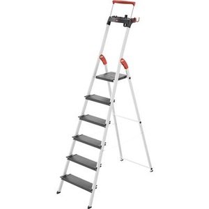 Hailo, Hailo L100 TOPLINE 8050-607 Aluminium Stufen-Stehleiter inkl. Werkzeugablage Arbeitshöhe (max.): 3.28 m Silber, Schwarz,, Hailo Bockleiter »6 Stufen«
