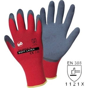 L+D Griffy, L+D Griffy Soft Latex 14910-8 Polyester Arbeitshandschuh Größe (Handschuhe): 8 EN 388:2016 CAT II 1 Paar, Leipold+Döhle Feinstrickhandschuhe SOFT Latex, rot / grau, VE 12 Paar, Größe 8 (M), ab 10 VE