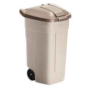 Rubbermaid, Rubbermaid Mülltonne 100 l (B x H x T) 530 x 850 x 510 mm Beige 1 St., Rubbermaid® Müllgrossbehälter, 100 Liter, mit Rollen, Deckel beige