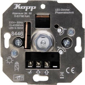 Kopp, Kopp 844600004 Unterputz Dimmer Geeignet für Leuchtmittel: Glühlampe, Halogenlampe, LED-Lampe, Kopp 844600004 Unterputz Dimmer Geeignet für Leuchtmittel: Glühlampe, Halogenlampe, LED-Lampe Grau