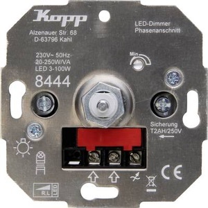Kopp, Kopp 844400008 Unterputz Dimmer Geeignet für Leuchtmittel: LED-Lampe, Halogenlampe, Glühlampe, Kopp 844400008 Unterputz Dimmer Geeignet für Leuchtmittel: LED-Lampe, Halogenlampe, Glühlampe Grau