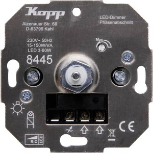 Kopp, Kopp 844500001 Unterputz Dimmer Geeignet für Leuchtmittel: Glühlampe, Halogenlampe, LED-Lampe, Kopp 844500001 Unterputz Dimmer Geeignet für Leuchtmittel: Glühlampe, Halogenlampe, LED-Lampe Grau