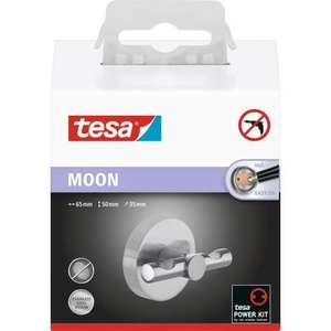 Tesa, tesa MOON tesa® MOON Garderobenhaken aus Edelstahl (L x B x H) 65 x 50 x 35 mm Silber Inhalt: 1 St., Garderobenhaken tesa Moon, Befestigung ohne Bohren, inkl. Klebelösung, ablösbar, Edelstahloptik