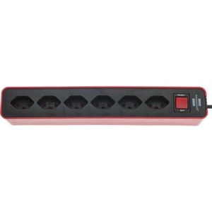 Brennenstuhl, Brennenstuhl Steckdosenleiste, Brennenstuhl 1153262070 Steckdosenleiste mit Schalter 6fach Rot, Schwarz CH-Stecker 1 St.