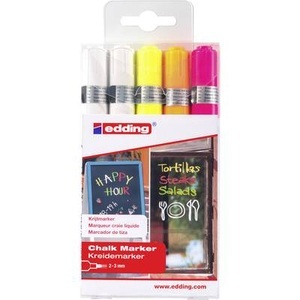 edding, edding Kreidemarker 4095 5 St?ck, Farbe, Edding 4095, Windowmarker, 2-3mm, 4095 E-5, (5 Farben assortiert)