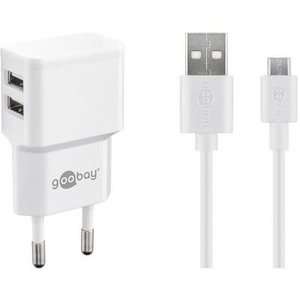 Goobay Micro USB Dual Ladeset 2,4 A 44985 USB-Ladegerät Steckdose Ausgangsstrom (max.) 2.4 2 x USB 2.0 Buchse A, USB 2.0