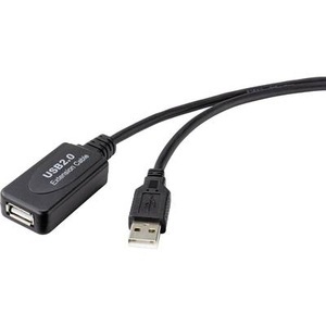 Renkforce, Renkforce USB 2.0 Verlängerungskabel [1x USB 2.0 Stecker A - 1x USB 2.0 Buchse A], Renkforce USB-Kabel USB 2.0 USB-A Stecker, USB-A Buchse 20.00 m Schwarz Aktiv mit Signalverstärkung RF-4535088