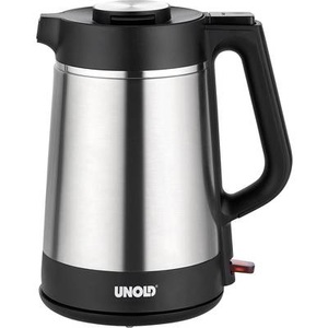 Unold, Unold BLITZKOCHER Thermo Wasserkocher schnurlos Edelstahl, Schwarz, Blitzkocher Thermo 18715, Wasserkocher