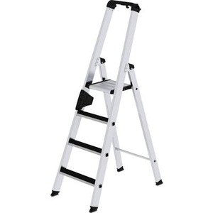 Guenzburger, Guenzburger Stufen-Stehleiter einseitig begehbar, geriffelt 4 Stufen, MUNK Günzburger Steigtechnik 41504 Aluminium Stufen-Stehleiter Arbeitshöhe (max.): 3 m 6.9 kg