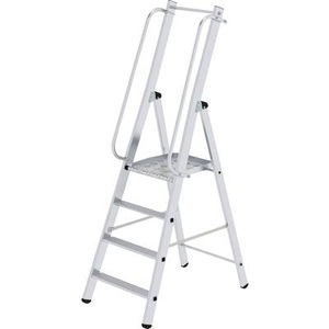 undefined, Alu-Stufenstehleiter einseitig begehbar 4 Stufen, MUNK Günzburger Steigtechnik 51094 Aluminium Plattformleiter Arbeitshöhe (max.): 2.89 m