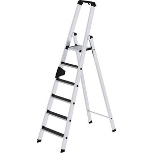 Guenzburger, Guenzburger Stufen-Stehleiter einseitig begehbar, rutschhemmend 6 Stufen, MUNK Günzburger Steigtechnik 41626 Aluminium Stufen-Stehleiter Arbeitshöhe (max.): 3.5 m 9.5 kg