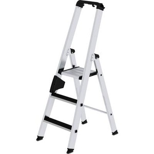 Guenzburger, Guenzburger Stufen-Stehleiter einseitig begehbar, geriffelt 3 Stufen, MUNK Günzburger Steigtechnik 41503 Aluminium Stufen-Stehleiter Arbeitshöhe (max.): 2.75 m 5.8 kg