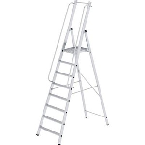 undefined, Alu-Stufenstehleiter einseitig begehbar 8 Stufen, MUNK Günzburger Steigtechnik 51098 Aluminium Plattformleiter Arbeitshöhe (max.): 3.83 m