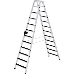 Guenzburger, Guenzburger Stufen-Stehleiter beidseitig begehbar, geriffelt 2 x 12 Stufen, MUNK Günzburger Steigtechnik 41612 Aluminium Stufen-Stehleiter Arbeitshöhe (max.): 4.5 m 22 kg