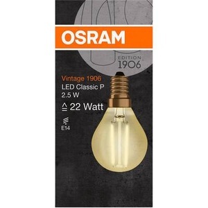 Osram, OSRAM LED EEK A++ (A+++ - G) E14 Tropfenform 3 W Warmweiß (Ø x L) 45.0 mm x 77.0 mm 1 St., Osram Vintage 1906 LED E14 Kugel Fadenlampe Gold 2.5W 220lm - 824 Extra Warmweiß | Ersatz für 25W
