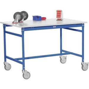 Manuflex, Manuflex BB4017.5007 Beistelltisch BASIS mobil mit Kunststoff-Tischplatte in Brillantblau RAL 5007, BxTxH: 1000 x 600 x, 
