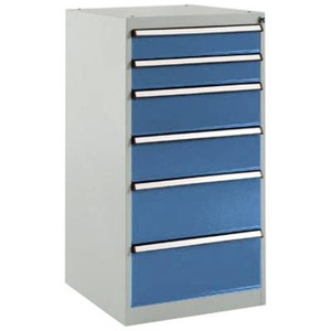 Manuflex, Manuflex SP1142.5007 Schubfachschrank BASETEC Stationär, Nutzhöhe 900 mm mit 6 Schubfächern, in brillantblau RAL 5007, 