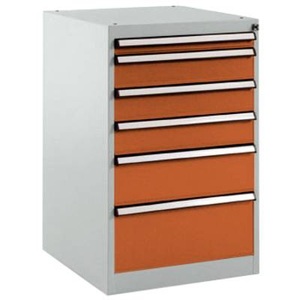 Manuflex, Manuflex SP1107.2001 Schubfachschrank BASETEC Stationär, Nutzhöhe 700 mm mit 6 Schubfächern, in rotorange RAL 2001, 