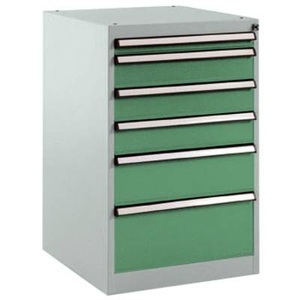 Manuflex, Manuflex SP1107.6011 Schubfachschrank BASETEC Stationär, Nutzhöhe 700 mm mit 6 Schubfächern, in resedagrün RAL 6011, 