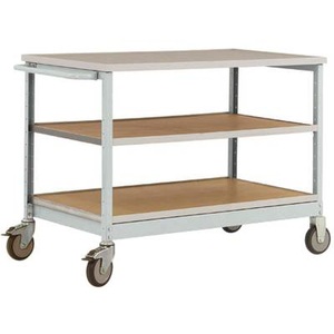 Manuflex, Manuflex MW1007.7035 Mobile Werkbank Modell 2 mit lichtgrauer Melamin-Abdeckplatte 22 mm BxTxH 1135 x 590 x 802 mm, 
