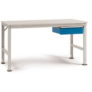 Manuflex, Manuflex AU5505.0002 Komplett-Arbeitstisch Grund UNIVERSAL Standard mit Multiplex-Platte, BxTxH = 1500 x 800 x 760-870, 