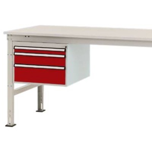 Manuflex, Manuflex ZB4663.3003 Gehäuse-Unterbau Stationär, Nutzhöhe 300 mm mit 3 Schubfächer. Für Tischtiefe 1000 mm, Manuflex Schubladen-Unterbau, für T 1000 mm, rubinrot