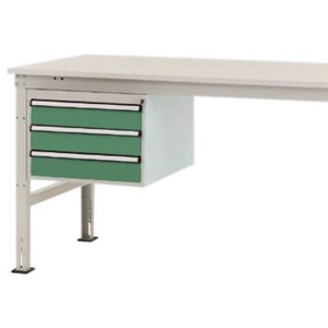 Manuflex, Manuflex ZB4612.6011 Gehäuse-Unterbau Stationär, Nutzhöhe 300 mm mit 3 Schubfächer. Für Tischtiefe 800 mm, Manuflex Schubladen-Unterbau, für T 800 mm, resedagrün