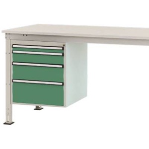Manuflex, Manuflex ZB4763.6011 Gehäuse-Unterbau Stationär, Nutzhöhe 500 mm mit 4 Schubfächer. Für Tischtiefe 1000 mm, Manuflex Schubladen-Unterbau, für T 1000 mm, resedagrün