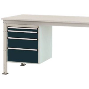 Manuflex, Manuflex ZB4763.7016 Gehäuse-Unterbau Stationär, Nutzhöhe 500 mm mit 4 Schubfächer. Für Tischtiefe 1000 mm, Manuflex Schubladen-Unterbau, für T 1000 mm, anthrazit