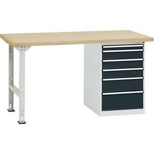 Manuflex, Manuflex TP5088.7016 Werkbanksystem COMBI Modell 2 mit Multiplexplatte, BxTxH = 1500 x 700 x 840 mm, 