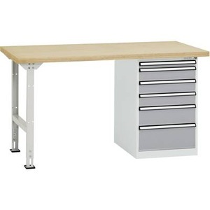 Manuflex, Manuflex TP5088.9006 Werkbanksystem COMBI Modell 2 mit Multiplexplatte, BxTxH = 1500 x 700 x 840 mm, 