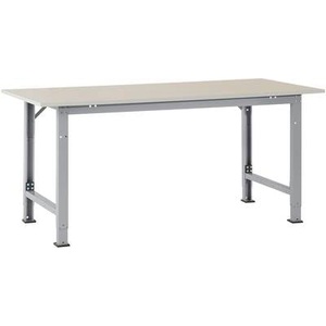 Manuflex, Manuflex AS0032.9006 Packtisch PACKPOOL Spezial mit Melaminplatte, BxTxH = 2000 x 800 x 722-1022 mm Farbe: Alusilber, 