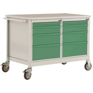 Manuflex, Manuflex LW1004.5021 ESD-Mobile Werkbank Modell 4 mit Schubfächer, BxTxH 1135 x 590 x 805 mm, 