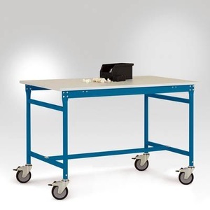 Manuflex, Manuflex LB4036.5007 ESD-Beistelltisch BASIS mobil mit Kunststoff-Tischplatte in Brillantblau RAL 5007, BxTxH: 1250 x, 